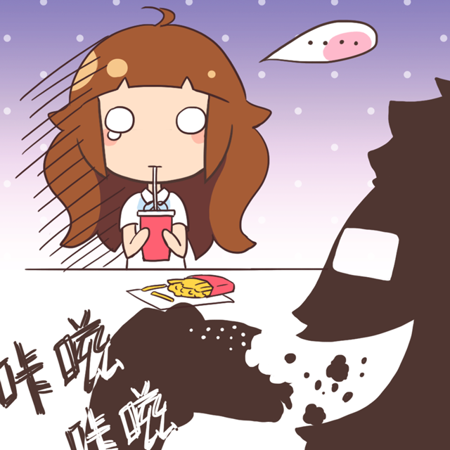 咔嗞咔嗞大口吃漢堡 *女生哭*