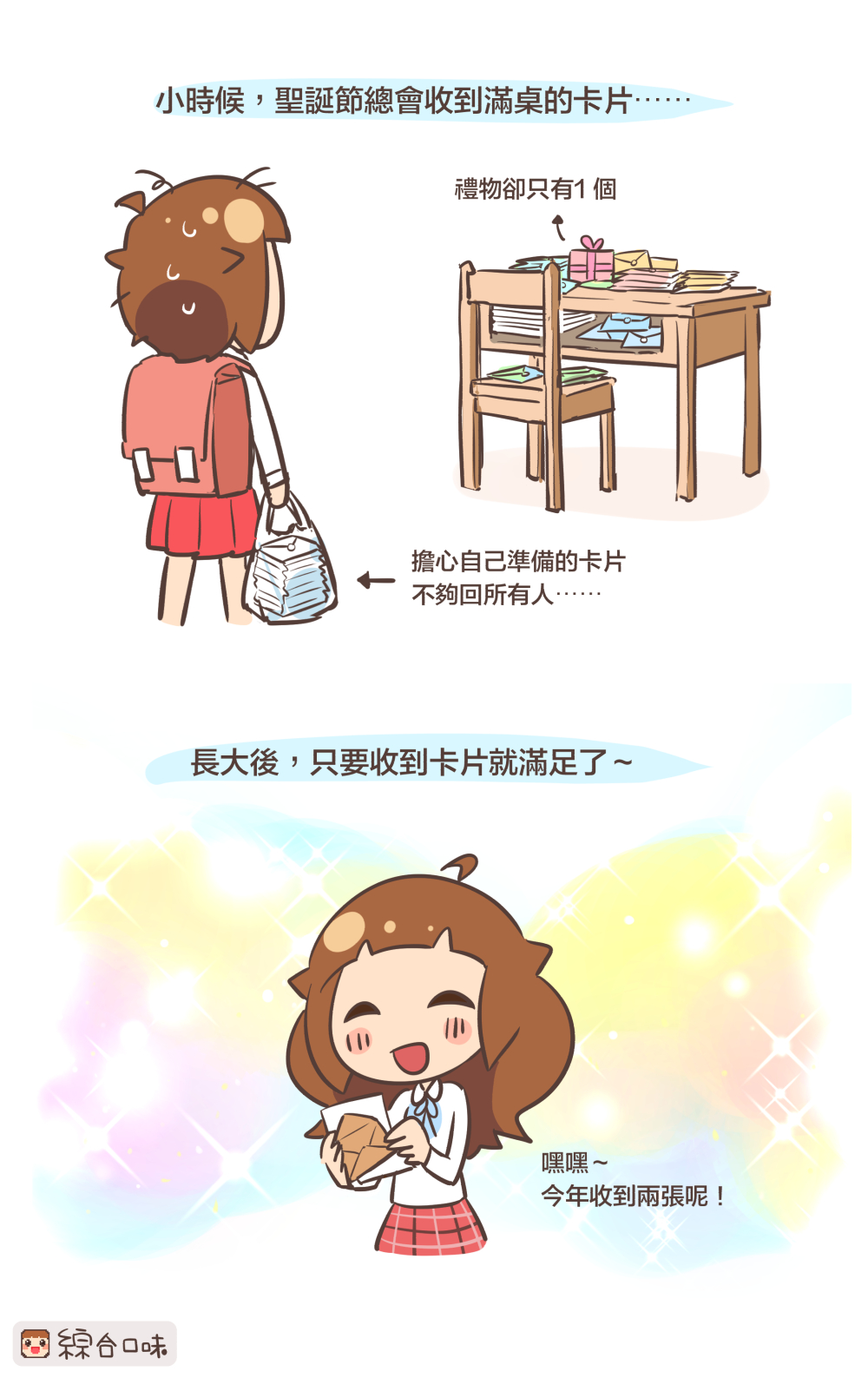 小時候與長大後的聖誕卡片～